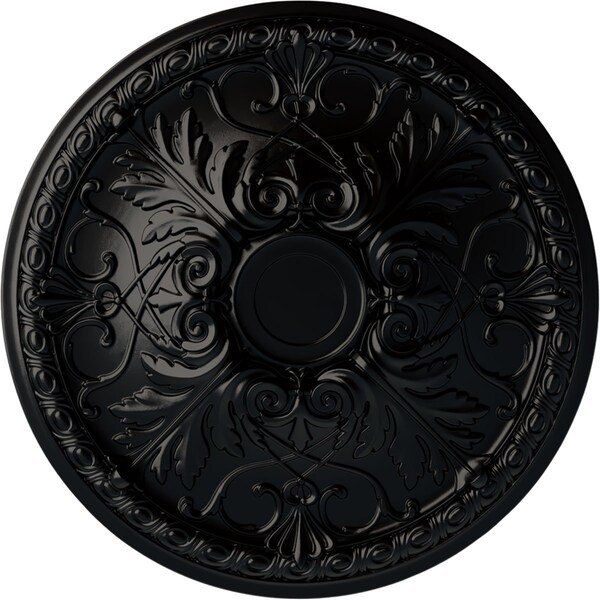 Ekena Millwork Tristan Ceiling Medallion (Fits Canopies up to 5 1/2"), Hand-Painted Jet Black, 26"OD x 3"P CM26TNBLF - main